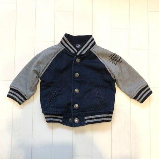 ザラキッズ(ZARA KIDS)の美品 ZARA baby デニム×スウェットスタジャン 78cm(ジャケット/コート)