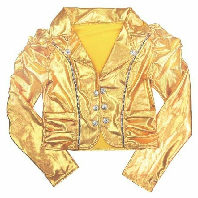 メタリックジャケット　ライダース　ダンス　衣装　トップス　コスチューム　ゴールド エンタメ/ホビーのコスプレ(衣装一式)の商品写真
