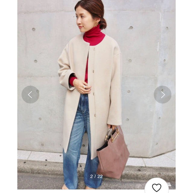 IENA(イエナ)のIENA  ラムウールノーカラーコクーンコート レディースのジャケット/アウター(ロングコート)の商品写真