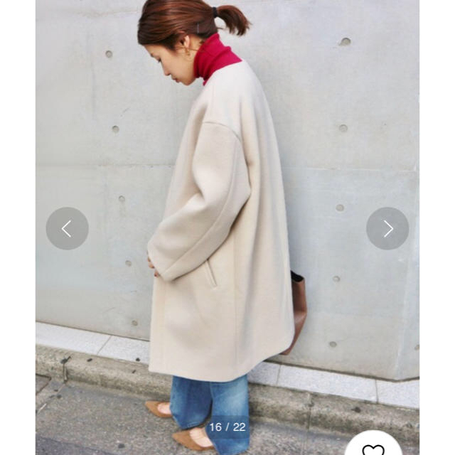 IENA(イエナ)のIENA  ラムウールノーカラーコクーンコート レディースのジャケット/アウター(ロングコート)の商品写真