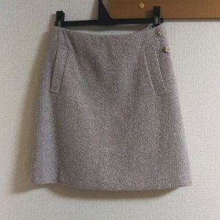 プロポーションボディドレッシング(PROPORTION BODY DRESSING)の【美品】ﾌﾟﾛﾎﾟ ﾋﾞｼﾞｭｰ付きﾋﾟﾝｸ ﾂｲｰﾄﾞｽｶｰﾄ(ミニスカート)