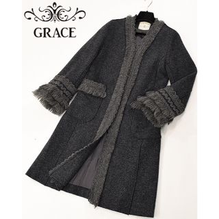 グレースコンチネンタル(GRACE CONTINENTAL)のじゅんこ様専用！！グレース★ウール フリンジ コート★美品(ロングコート)