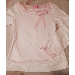 アンジェリックプリティー(Angelic Pretty)のアンプリ／ピンクおリボンカットソー難あり(カットソー(長袖/七分))