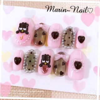 ♡オリジナルデザイン♡オーダーネイル♡ハートモチーフネイル♡ピンク×黒♡