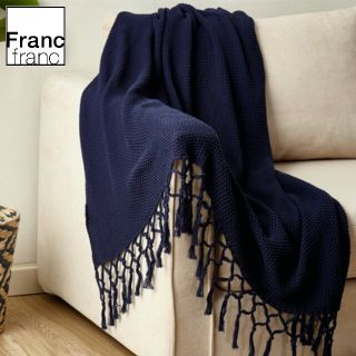 フランフラン(Francfranc)の❤新品タグ付き フランフラン【Francfranc】カノ スロー【ネイビー】❤(毛布)