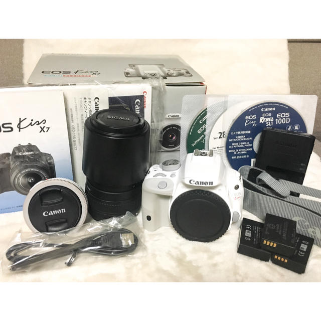 正規品】 Canon - 簡単キレイ!EOSkissX7単焦点、ズームレンズセット