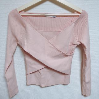 ザラ(ZARA)のZARA ニット オフショル ピンクベージュ(ニット/セーター)