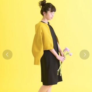 ドットアンドストライプスチャイルドウーマン(Dot&Stripes CHILDWOMAN)のアモッサミラノリブ クルーネックBIGパフカーディガン(カーディガン)