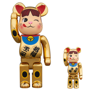 フジヤ(不二家)のBE@RBRICK  ペコちゃん 招き猫　金メッキ 弐 100%＆400%(その他)