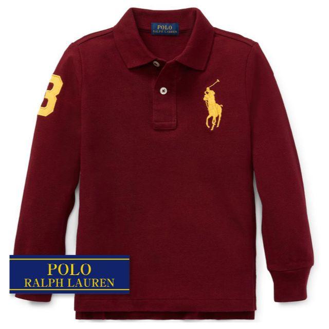 Ralph Lauren(ラルフローレン)の☆新品☆120 ラルフローレン 長袖コットンポロシャツ ワインレッド 3920  キッズ/ベビー/マタニティのキッズ服男の子用(90cm~)(Tシャツ/カットソー)の商品写真