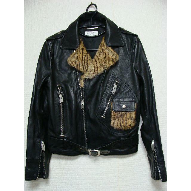 Saint Laurent - サンローラン羊皮革シープレザーダブルライダースジャケットマーモットファー