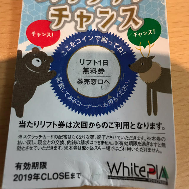 ホワイトピアたかす リフト引換券 チケットの施設利用券(スキー場)の商品写真