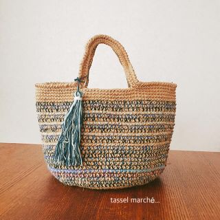 tassel marché bag☺︎ブルー☺︎グラデーション☺︎(バッグ)