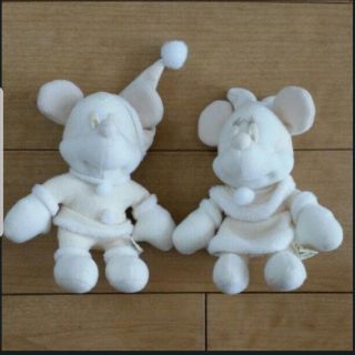 ディズニー(Disney)の白いミッキー&ミニーぬいぐるみ☆ディズニー(ぬいぐるみ)