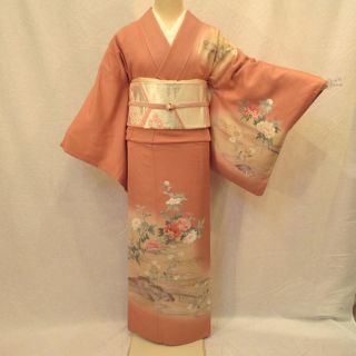 1254高身長 サーモンピンク訪問着 単品(着物)