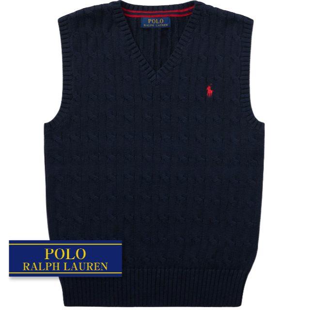 Ralph Lauren(ラルフローレン)の☆新品☆140 ラルフローレン クラシックケーブル ベスト ネイビー 5727 キッズ/ベビー/マタニティのキッズ服男の子用(90cm~)(ニット)の商品写真