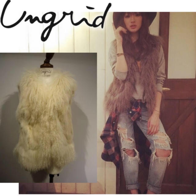 Ungrid(アングリッド)のungrid特価❣️ チベットラムファーベスト オフホワイト アイボリー レディースのジャケット/アウター(毛皮/ファーコート)の商品写真