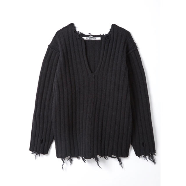 ニット/セーターPERVERZE Rib crash center cut knit