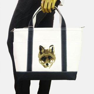 メゾンキツネ(MAISON KITSUNE')のキャンバス トート トートバッグ ハンドバッグ メゾンキツネ ブラック 黒(トートバッグ)