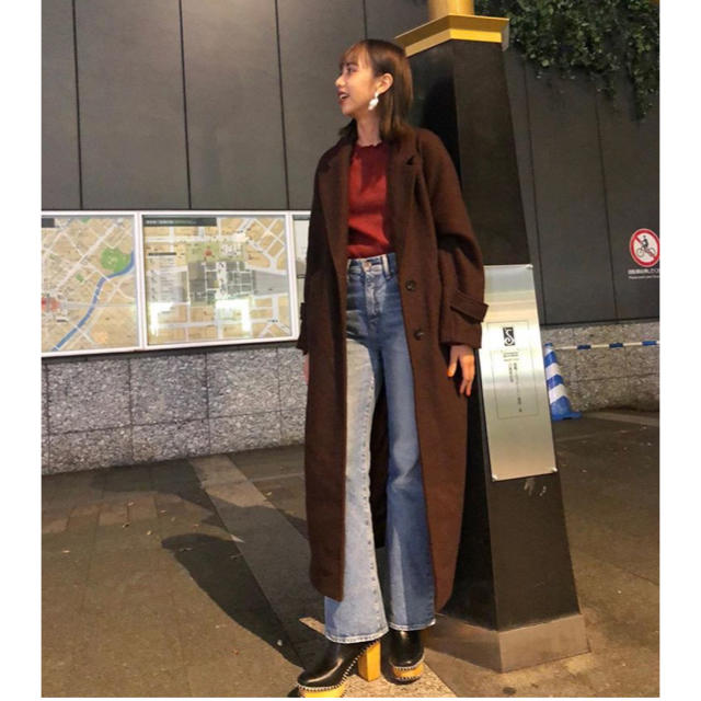 moussy(マウジー)のmoussy ウールコート＊ブラウン＊人気  ロングコート レディースのジャケット/アウター(チェスターコート)の商品写真