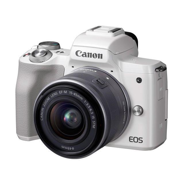 Canon(キヤノン)の新品 Canon EOS Kiss M レンズ・SDカードセット 白 スマホ/家電/カメラのカメラ(ミラーレス一眼)の商品写真