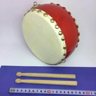 和太鼓 コンパクトサイズ バチ付き 赤塗り(和太鼓)