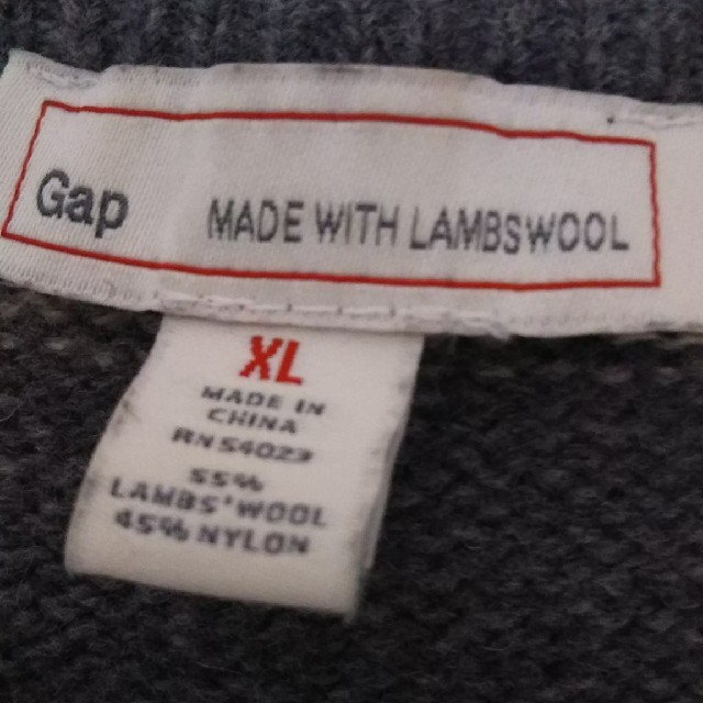 GAP(ギャップ)のGAP ＸＬ ラムウール ボーダーニット グレー ネイビー メンズのトップス(ニット/セーター)の商品写真