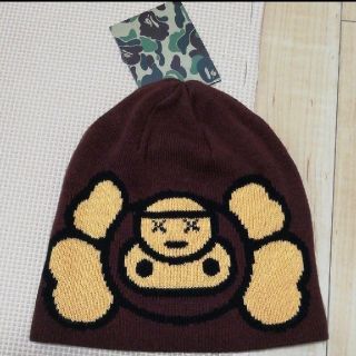 アベイシングエイプ(A BATHING APE)のABATHINGAPE x KAWS ビーニーキャップ ブラウン(ニット帽/ビーニー)