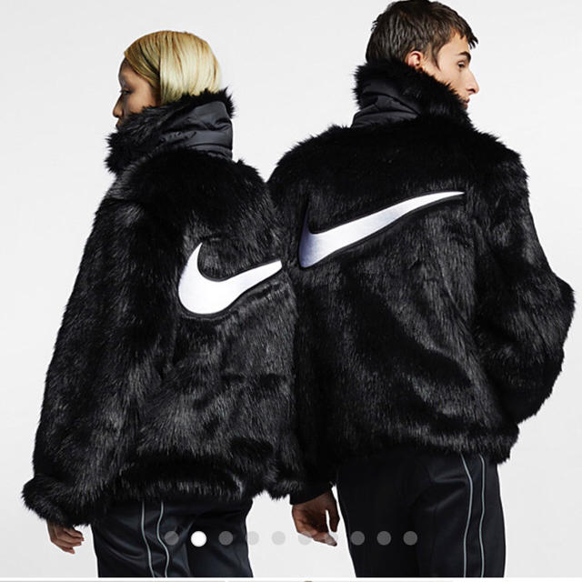 S 黒 NIKE AMBUSH リバーシブル フェイクファー コート