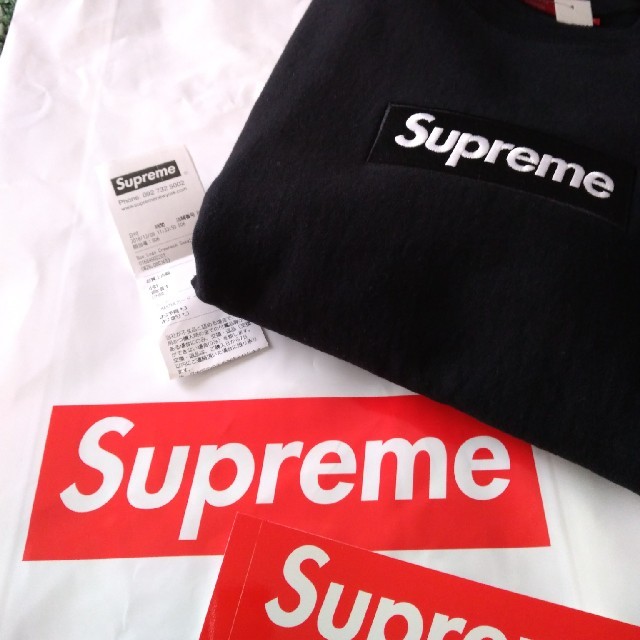 希少！！】 Supreme - ブラックM Crewneck Logo Box supreme