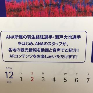 エーエヌエー(ゼンニッポンクウユ)(ANA(全日本空輸))のカレンダー 2019ANA 羽生選手も登場(カレンダー/スケジュール)