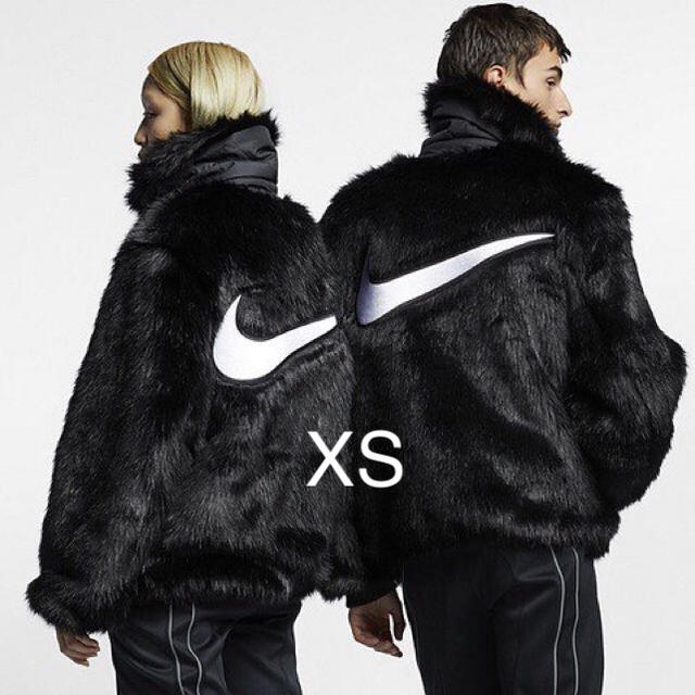 送料無料 NIKE AMBUSH FUR JACKET XS BLACK 黒