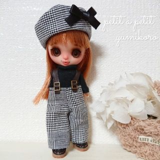 プチブライス用☆トップス&パンツ&ベレー帽セット(その他)