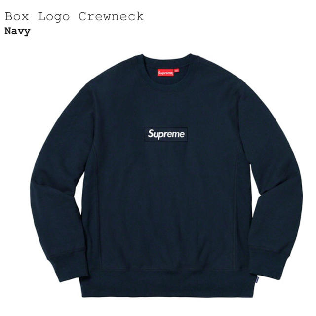 Supreme box logo crewneck navy 18aw L