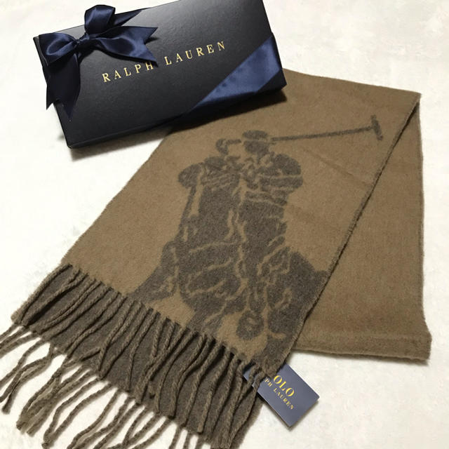 POLO RALPH LAUREN(ポロラルフローレン)の＊まり様 専用＊新品✨イタリア製 ビッグポニー マフラー / ブラウン メンズのファッション小物(マフラー)の商品写真