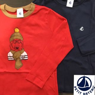 プチバトー(PETIT BATEAU)の【ろこ様専用】4ans  プチバトー 長袖Tシャツ2枚組 レッド(Tシャツ/カットソー)