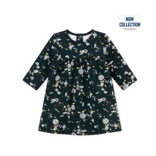 プチバトー(PETIT BATEAU)のトムム様専用♡36m プチバトー グリーンプリントスウェットワンピース(ワンピース)