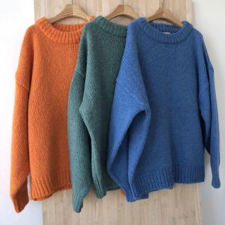 【新品】knit ニット  クルーネック オーバー 三色展開(ニット/セーター)