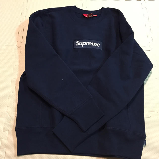 supreme box logo crewneck navy sサイズ