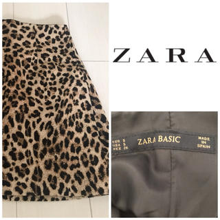 ザラ(ZARA)のZARA レオパードスカート(ひざ丈スカート)