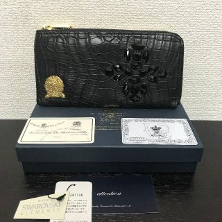 エーディーエムジェイ(A.D.M.J.)のADMJ　長財布　レザー　美品☆　スワロフスキー　黒(財布)