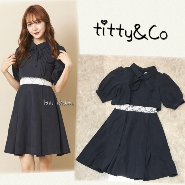 titty&co(ティティアンドコー)のtitty&Co♡ピーチウエストレースワンピース レディースのワンピース(ミニワンピース)の商品写真