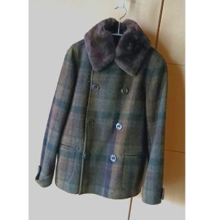 アーペーセー(A.P.C)のA.P.C☆ファー付きチェックショートコート(ピーコート)