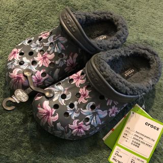 クロックス(crocs)の新品！クロックス23cmインナー付サンダルbaya lined graphic(サンダル)