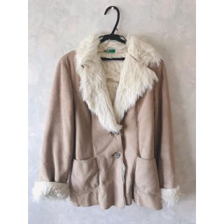 美品 BENETTON ファーコート MADE IN ITALY レトロ