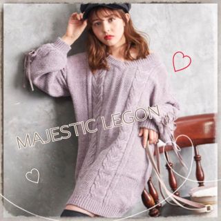 マジェスティックレゴン(MAJESTIC LEGON)の[MAJESTIC LEGON]レースアップスリーブニットワンピース(ミニワンピース)