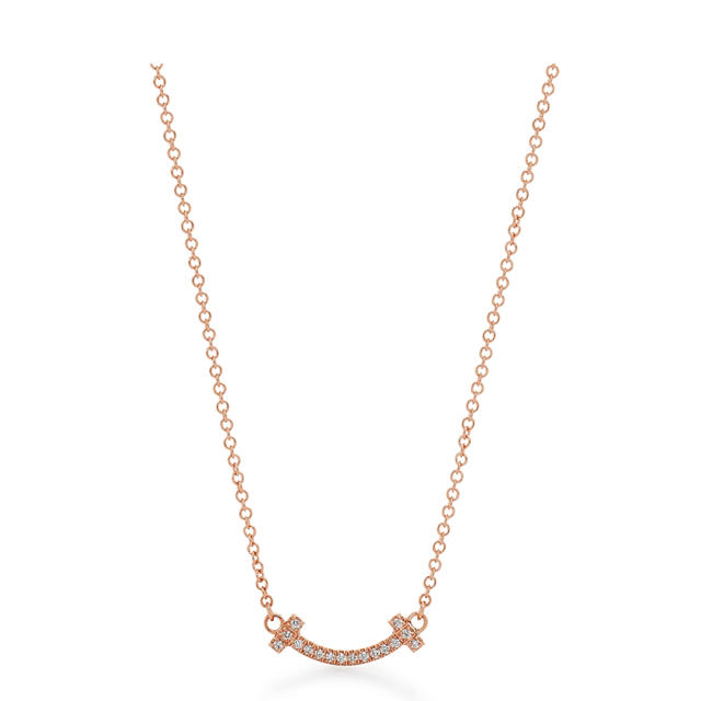 本物 Tiffany & Co. - ティファニーTスマイルネックレス ピンクゴールド ネックレス