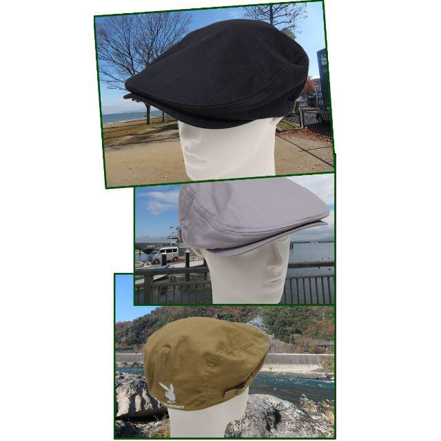 PLAYBOY(プレイボーイ)のPLAYBOY プレイボーイハンチング ロゴ刺繍コットン★ブラック【新品】 メンズの帽子(ハンチング/ベレー帽)の商品写真