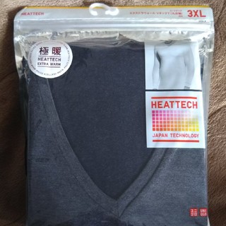 ユニクロ(UNIQLO)のユニクロ 極暖ヒートテック VネックTシャツ ダークグレー 3XL(Tシャツ/カットソー(七分/長袖))