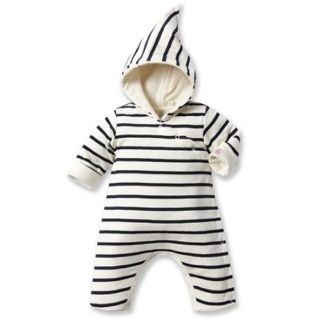 プチバトー(PETIT BATEAU)の【値下げ】マリニエールフード付き前開きロンパース(カバーオール)